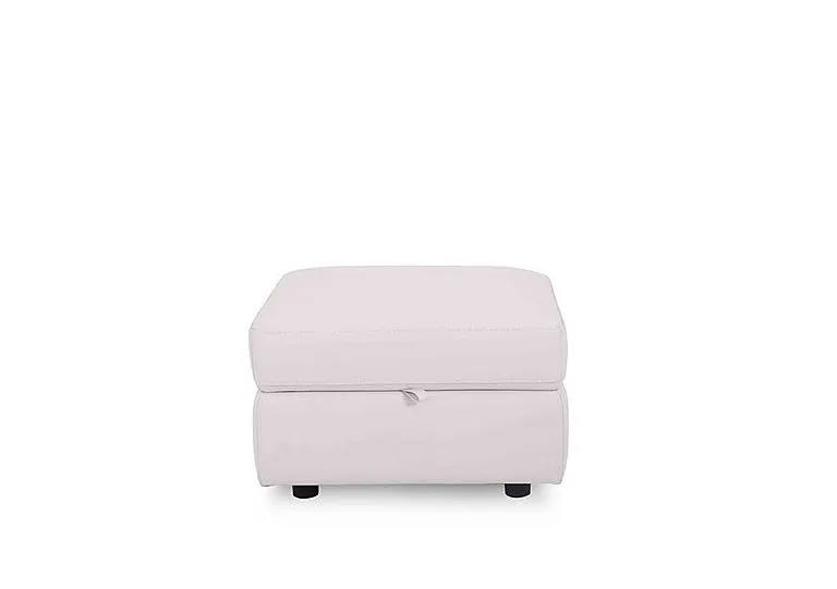 Compact Collection Lille Leather Storage Footstool - BV Star White