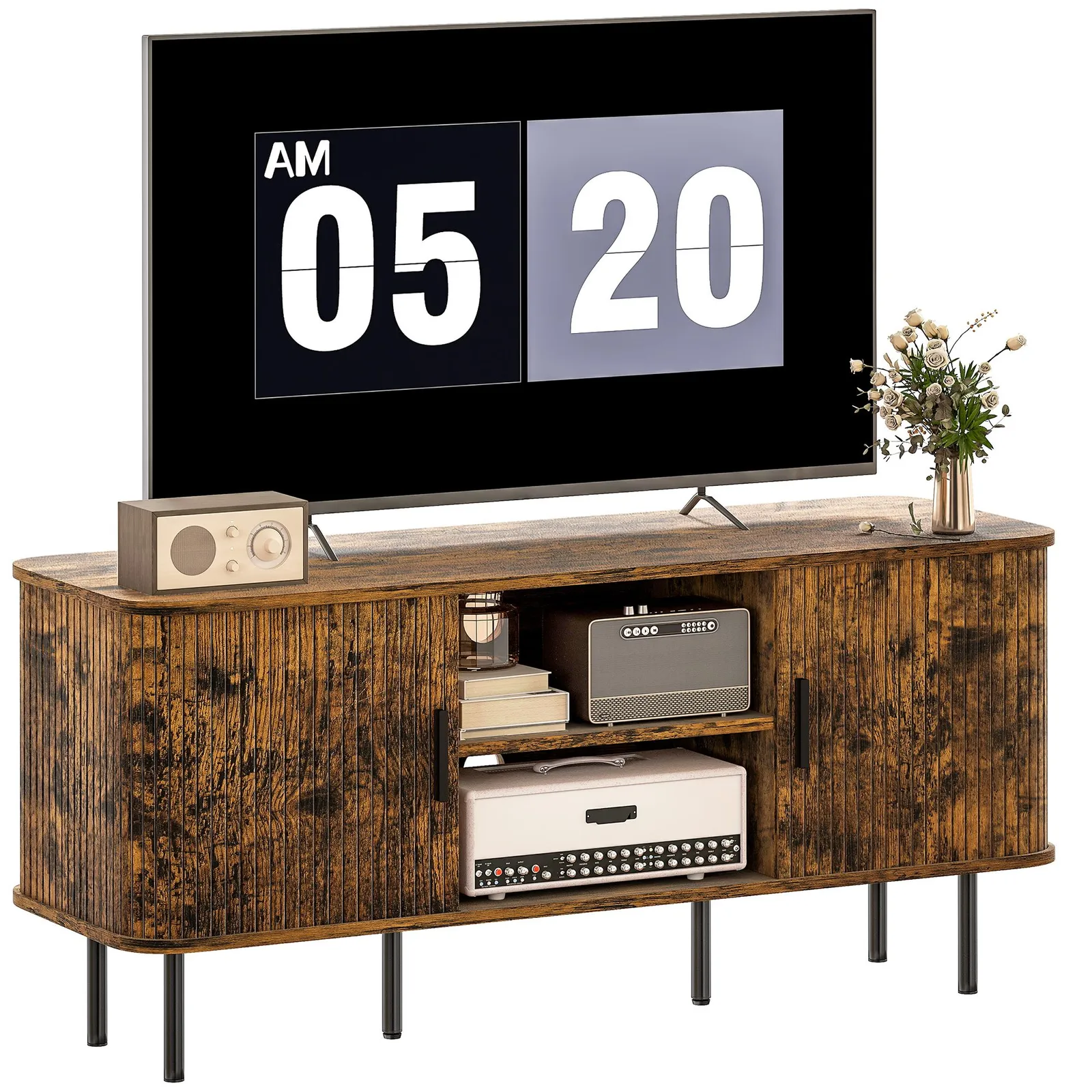 HOMCOM TV Unit for Living Room, TV Stand in Brown 2