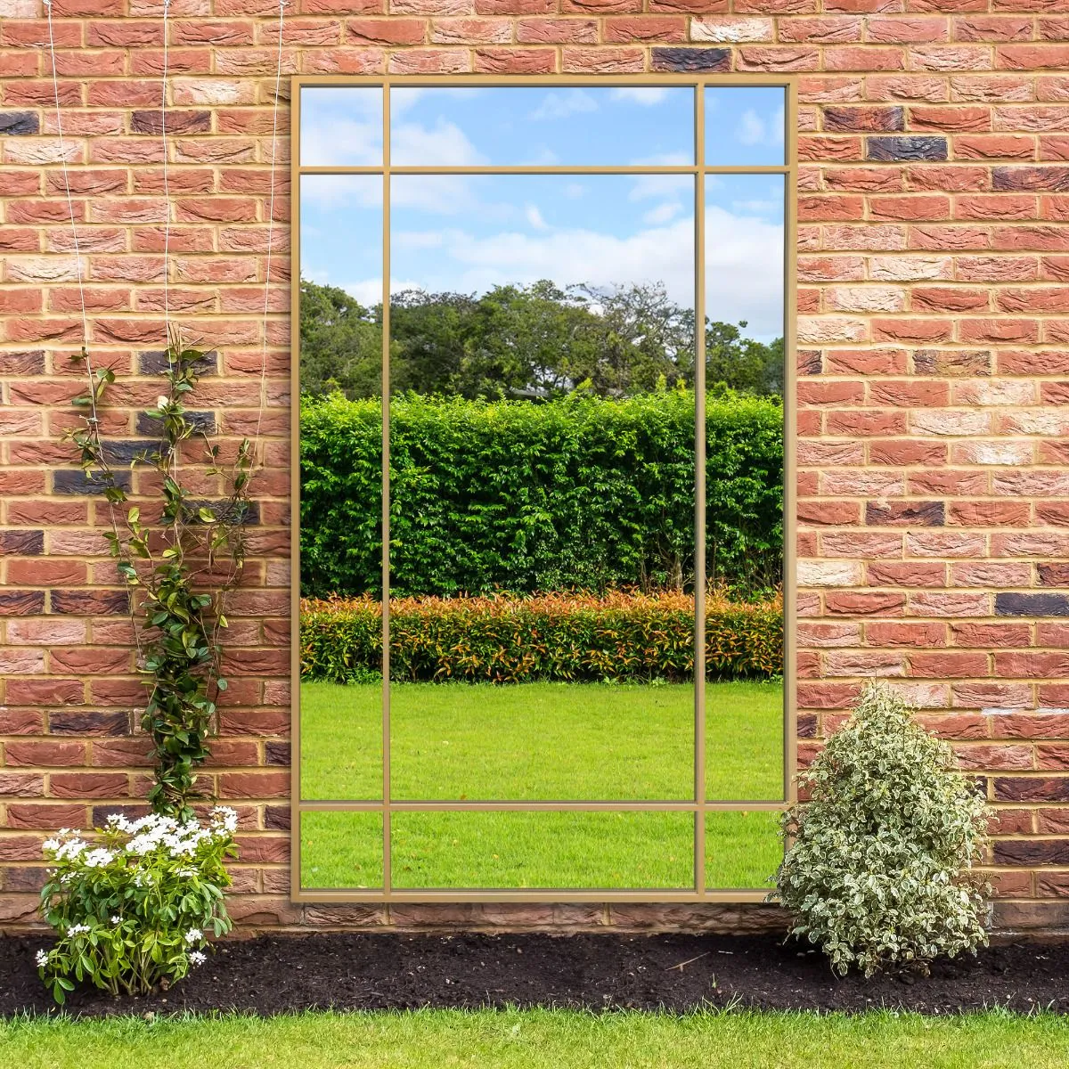 MirrorOutlet Gold Contemporary Wall & Leaner Garden Mirror 79"x 47" 200x120cm 6