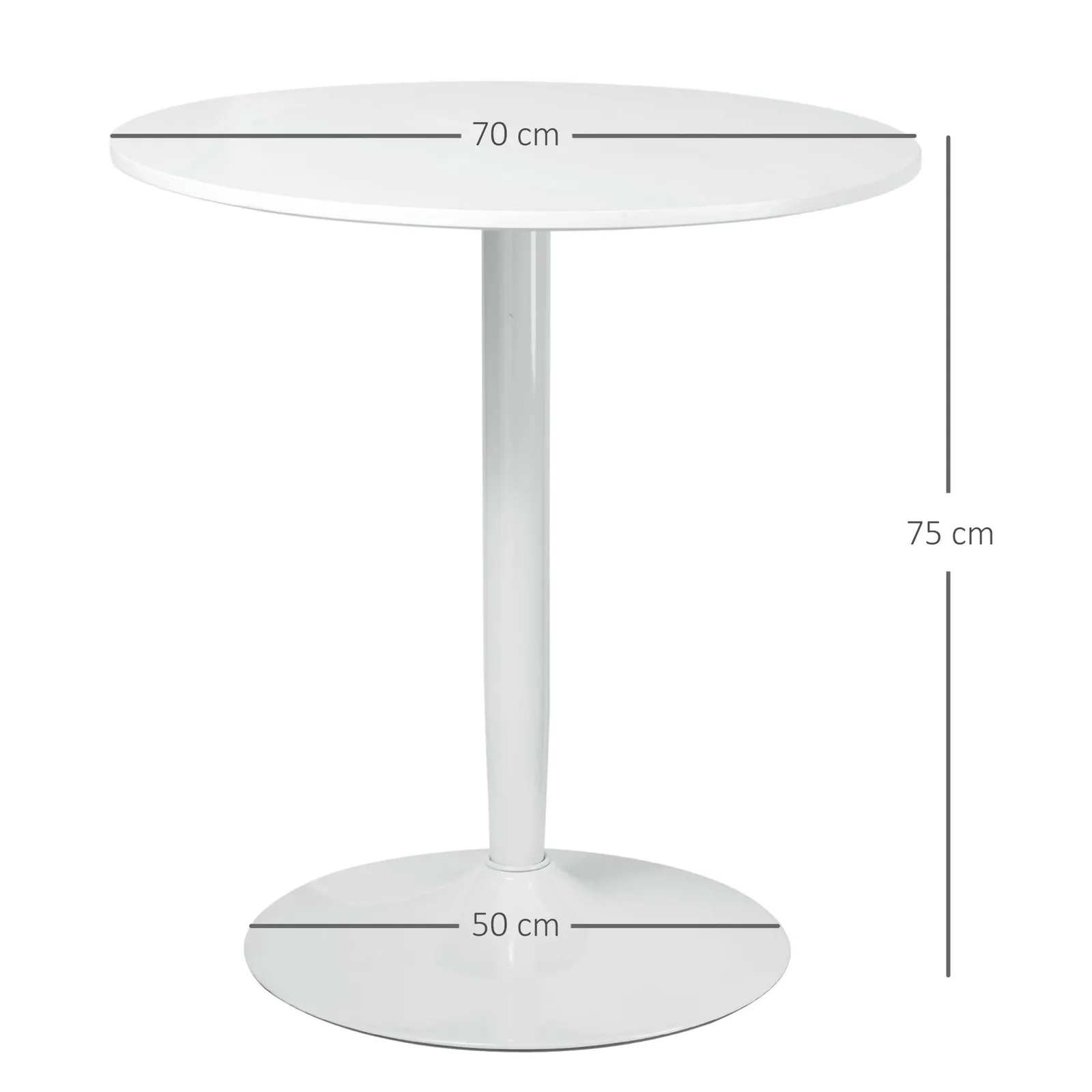 HOMCOM Round Dining Table, Modern Kitchen Table with Steel Base in White 3