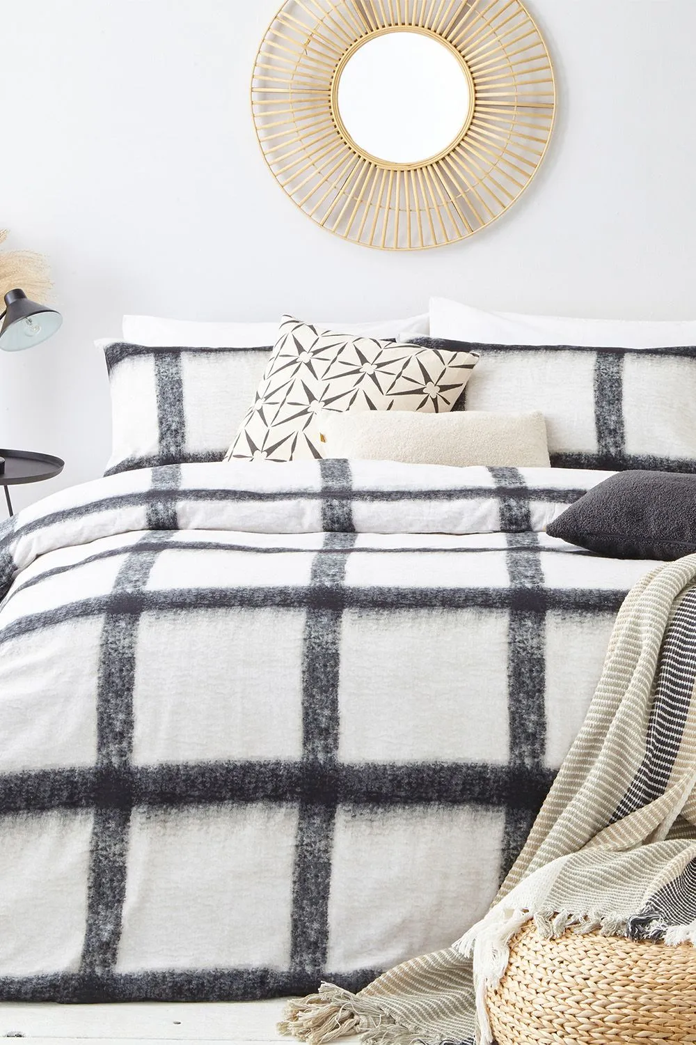 The Linen Yard Mohair Check Textured Effect Duvet Cover Set