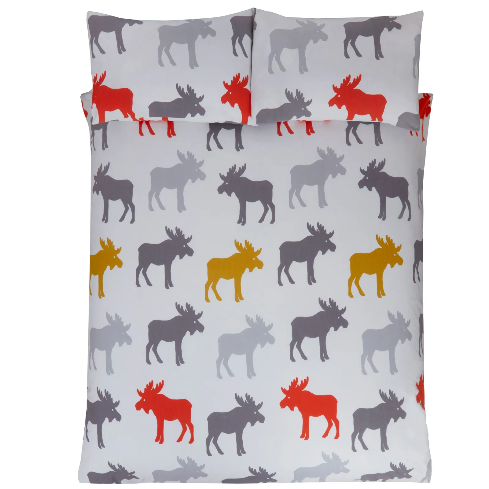 Rapport Home Moose Cotton Duvet Cover Set With Pillowcase in Light Grey 3