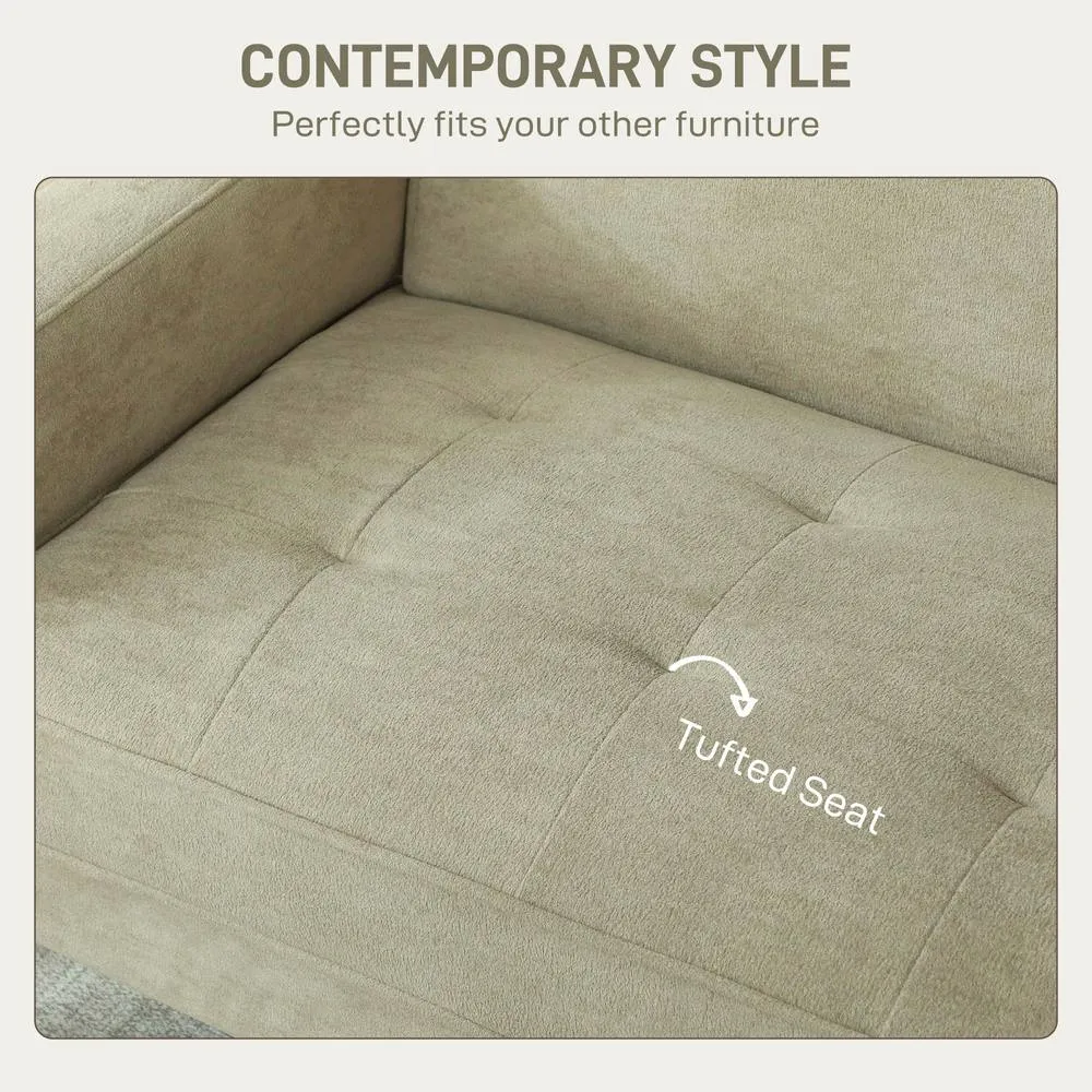 HOMCOM 2 Seater Sofa, Velvet-Feel Upholstered Loveseat for Small Space, Beige 5