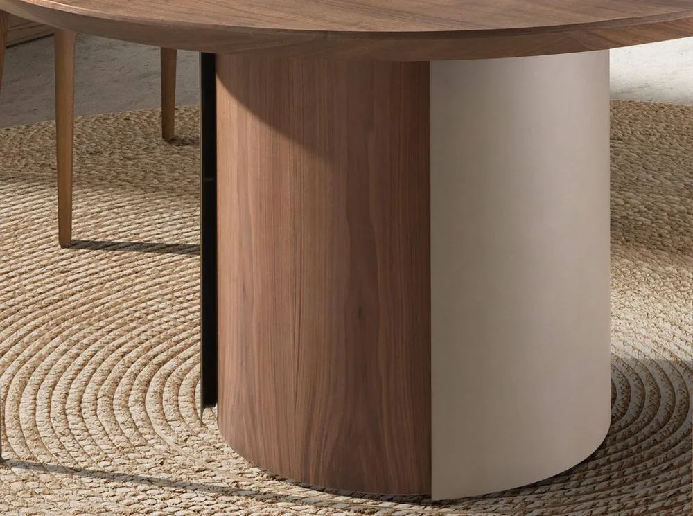Angel Cerda Round Walnut Dining Table with Metallic Sand 140cm 5