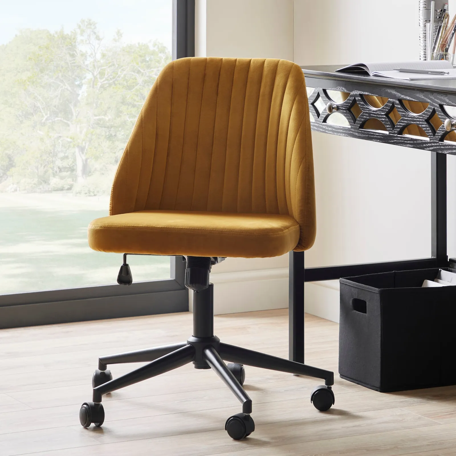 Mya Velvet Office Chair Gold