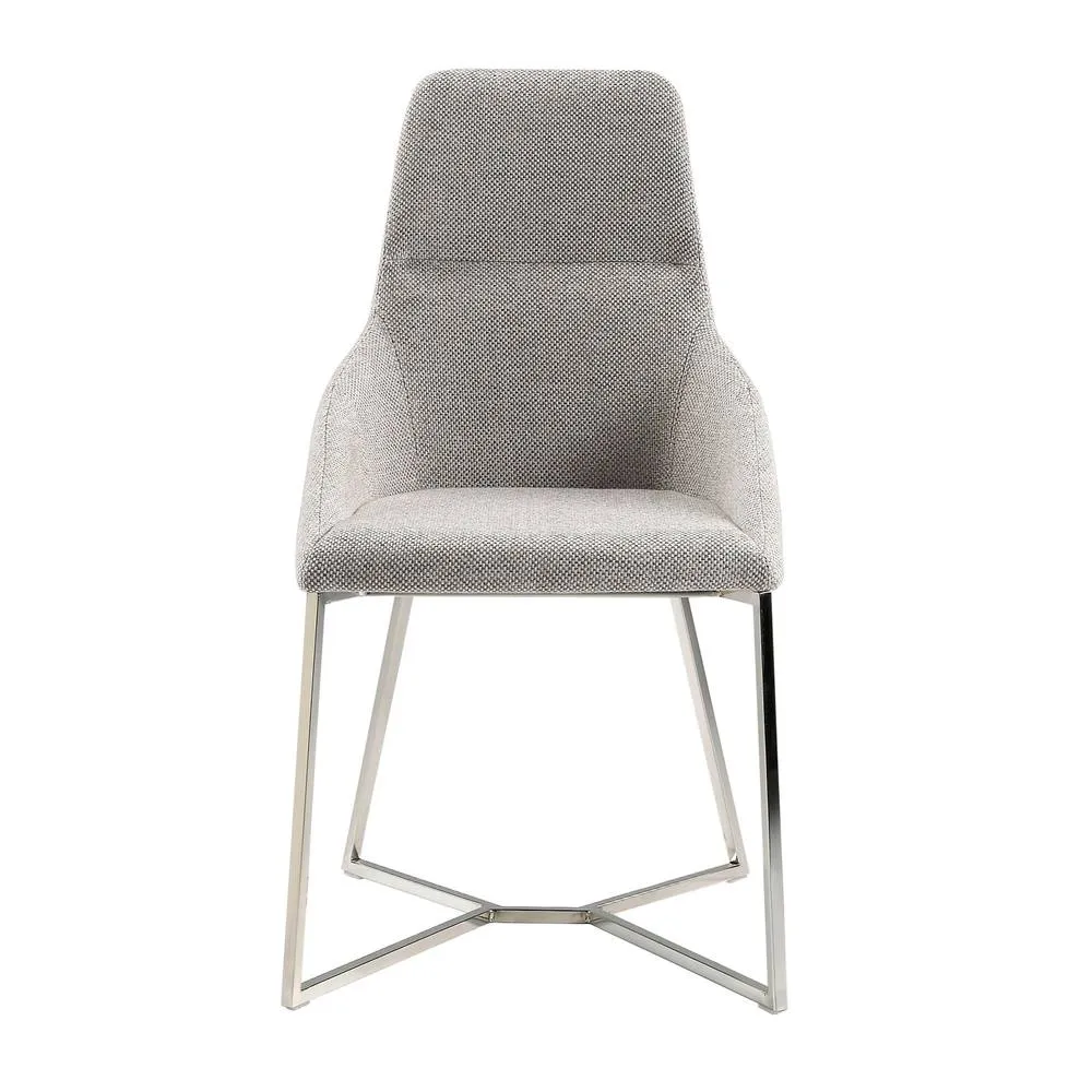 Angel Cerda Grey Fabric Dining Chair Chrome-Plated Legs 2