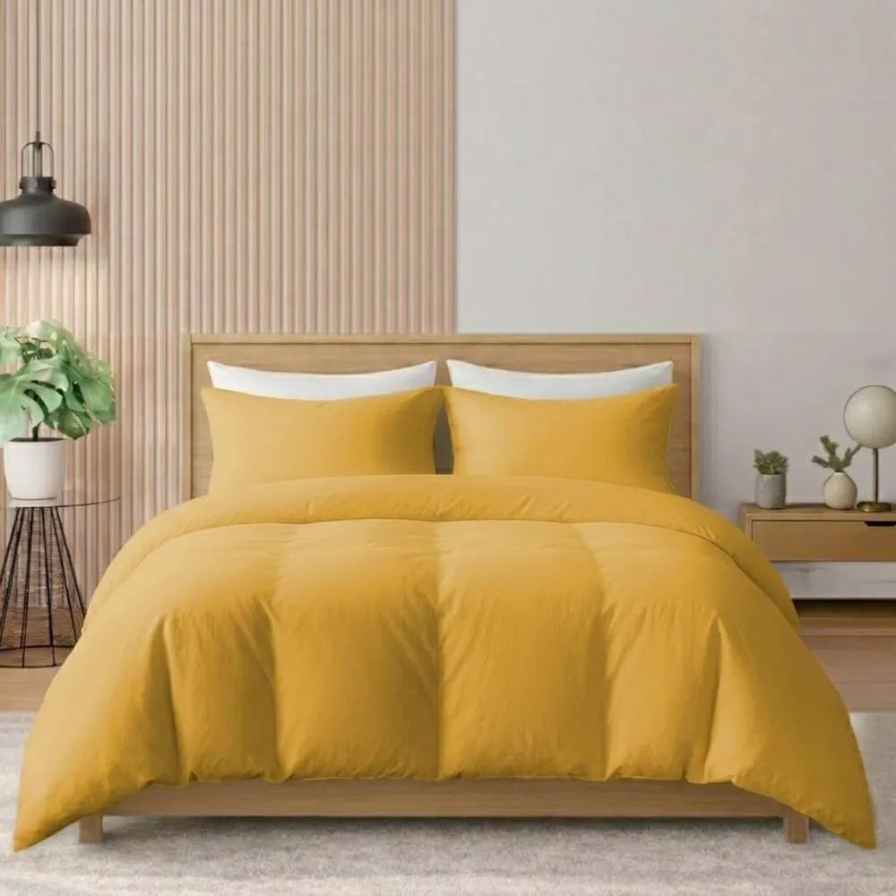 Pamposh 400TC Egyptian Cotton Duvet Cover Set Reversible Quilt Covers in Mustard