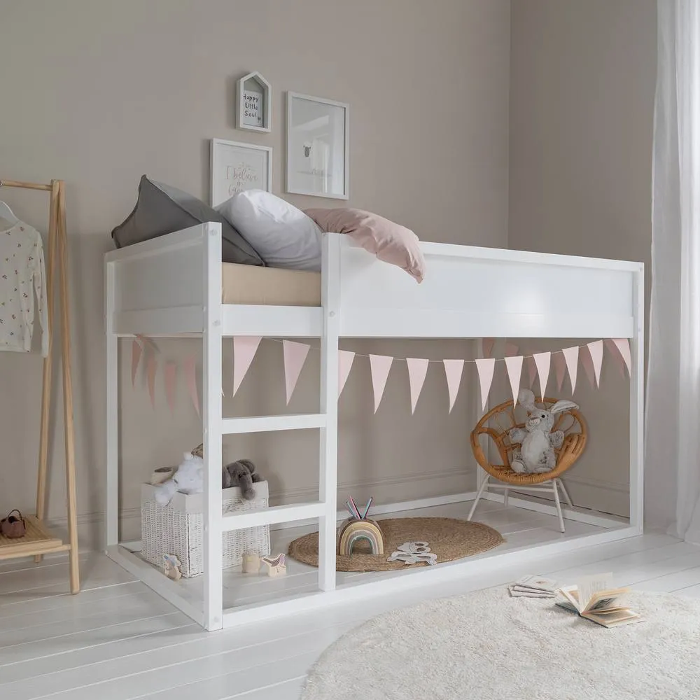 Nöa and Nani Lykke Midsleeper Cabin Bed Reversible with Straight Ladder in White
