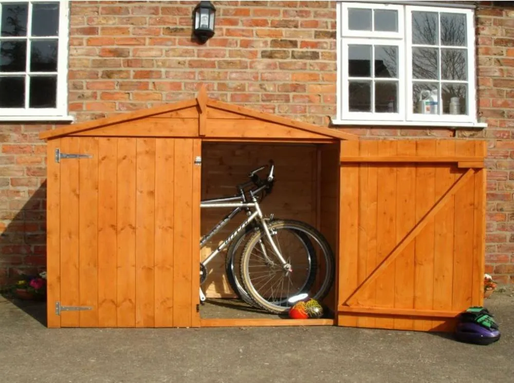 Shires Bike Store Apex Shiplap Garden Bicycle Shed with floor in Brown 2