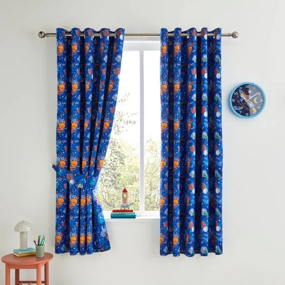 Cosmic Space Blackout Eyelet Curtains 2
