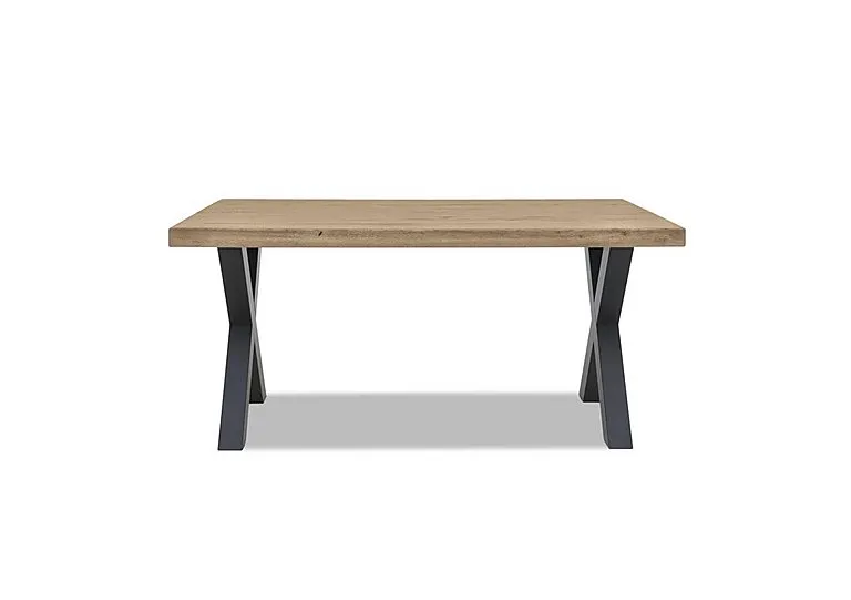 Terra Compact Straight Edge Dining Table with X Shaped Legs - 140-cm - Sand Stone