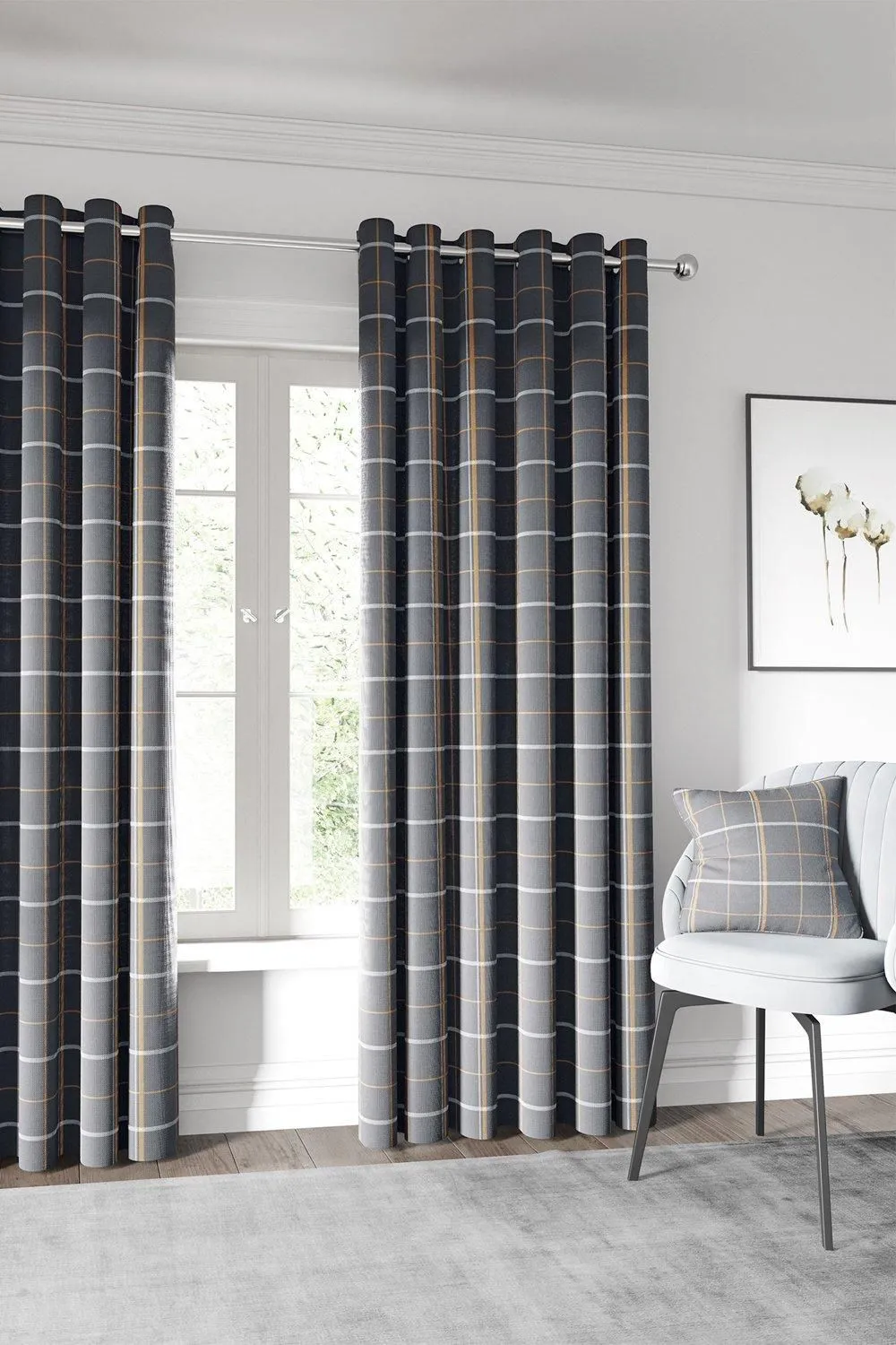 Helena Springfield 'Harper' Woven Lined Curtains in Charcoal 1