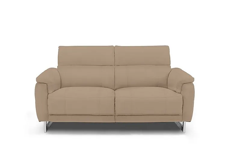 Moet 2 Seater Leather Power Recliner Sofa with Telescopic Headrests - Barley
