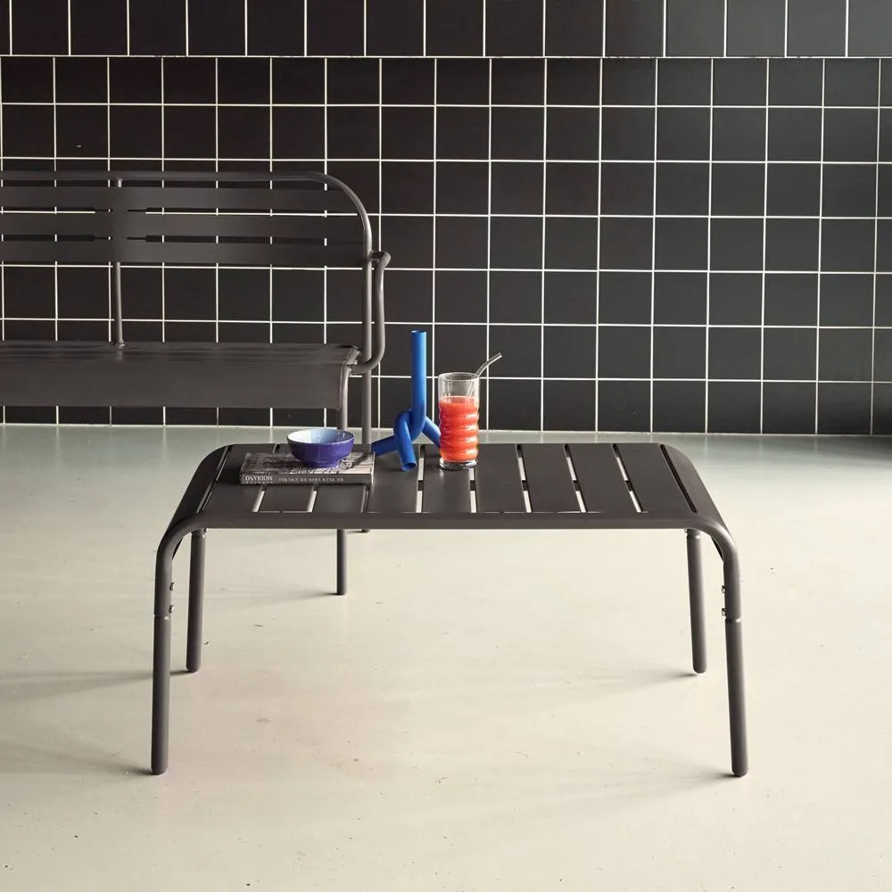 sweeek Rectangular steel garden coffee table in Dark Grey 3