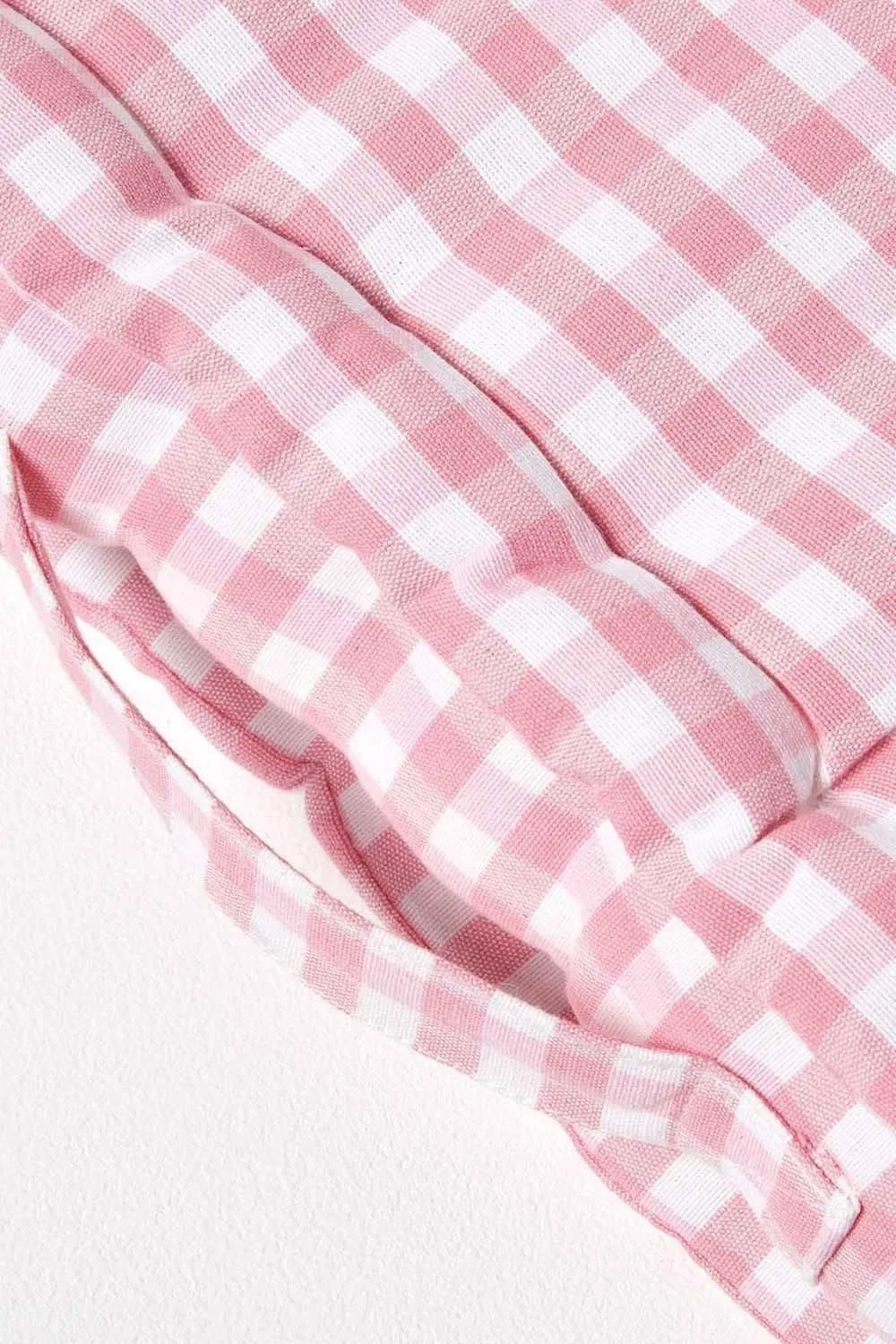 Homescapes Cotton Gingham Check Floor Cushion in Pink 4