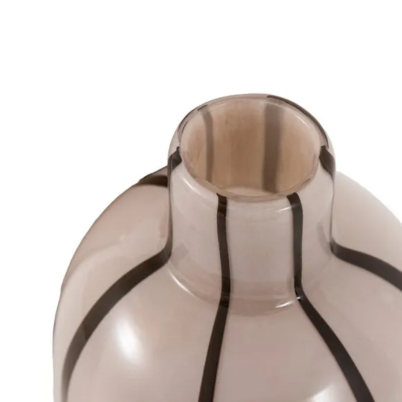Cedar & Sage Set of 2 Linea Monochrome Stripe Glass Vases 6