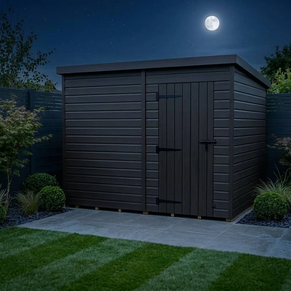 Buttercup Farm 11ft x 10ft Composite Pent Garden Shed Single Door No Windows - Grey 3