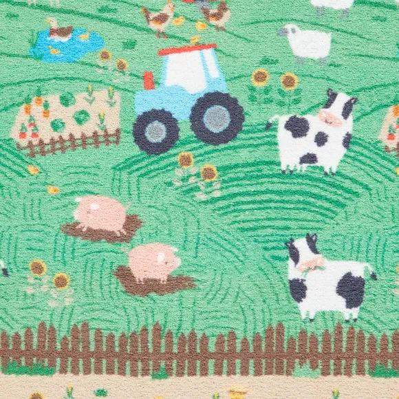 Catherine Lansfield Kids Farmyard Animals Circle Rug 2