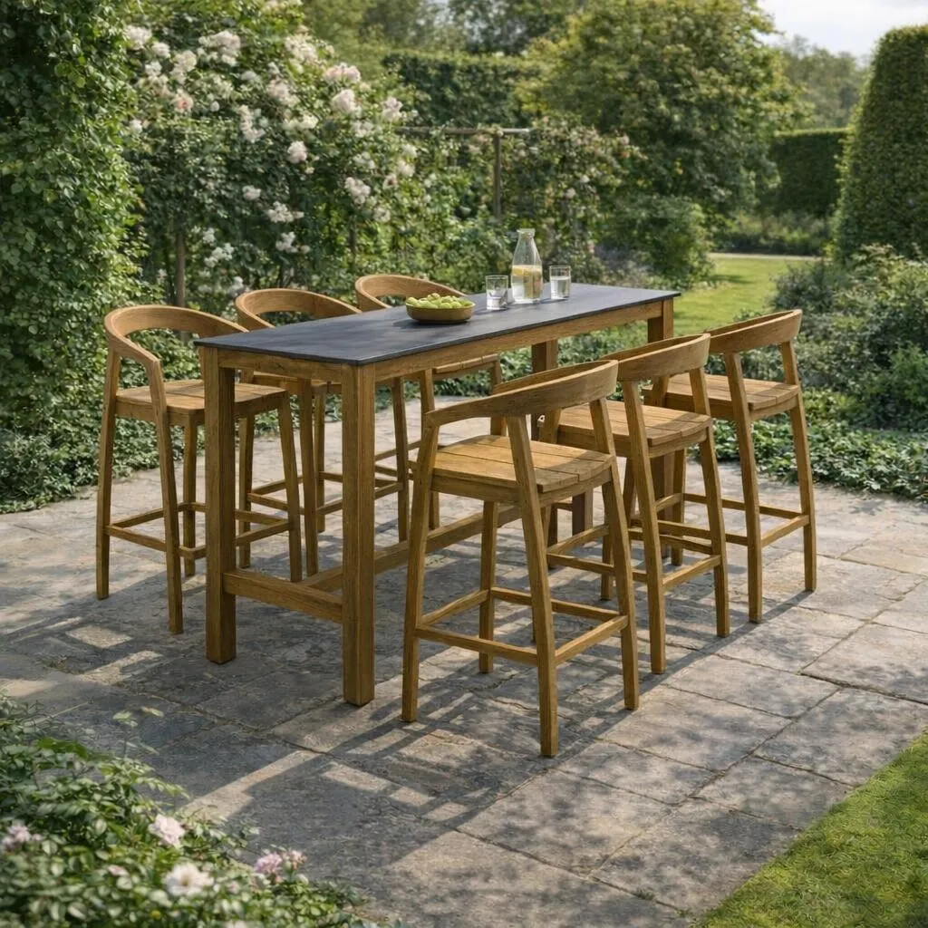 Grenada Jati Bar Bar Stool, Teak Wood | Barker & Stonehouse 2