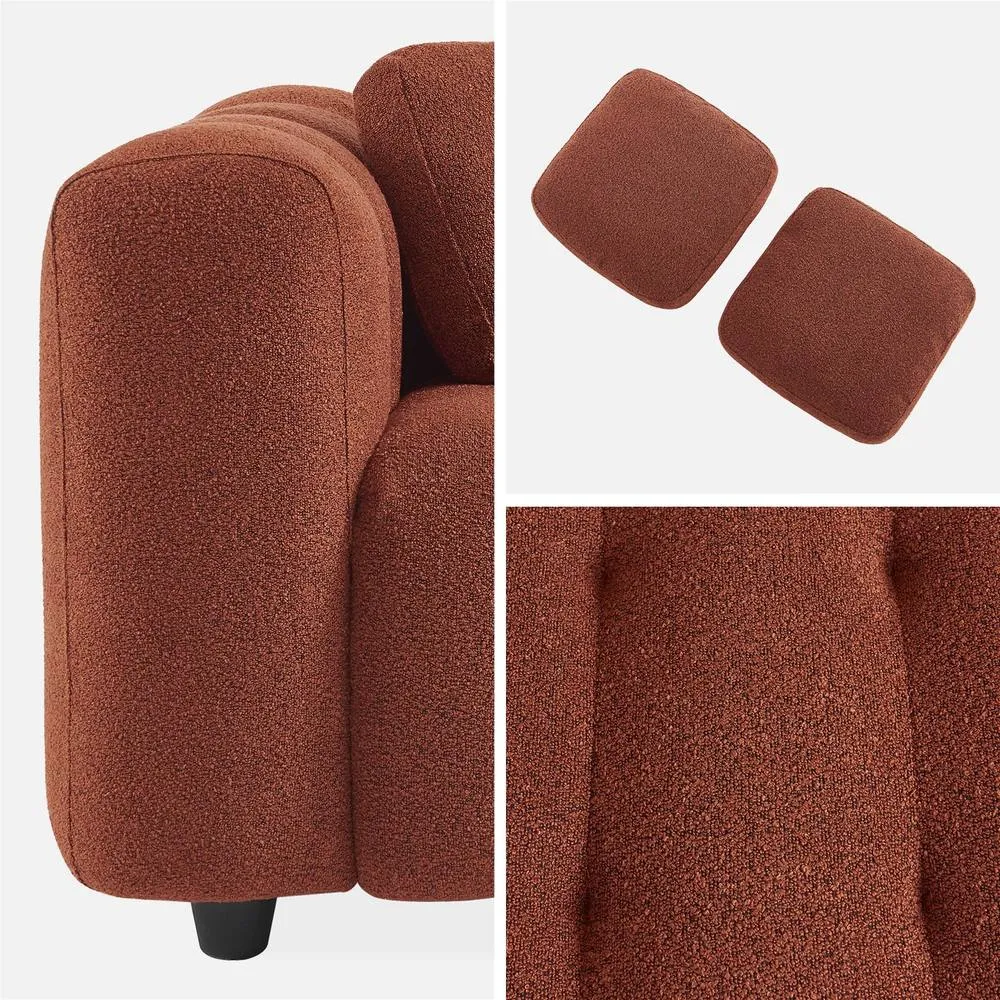sweeek 3-seater Sofa Upholstered In Textured Boucle Fabric in Terracotta 4