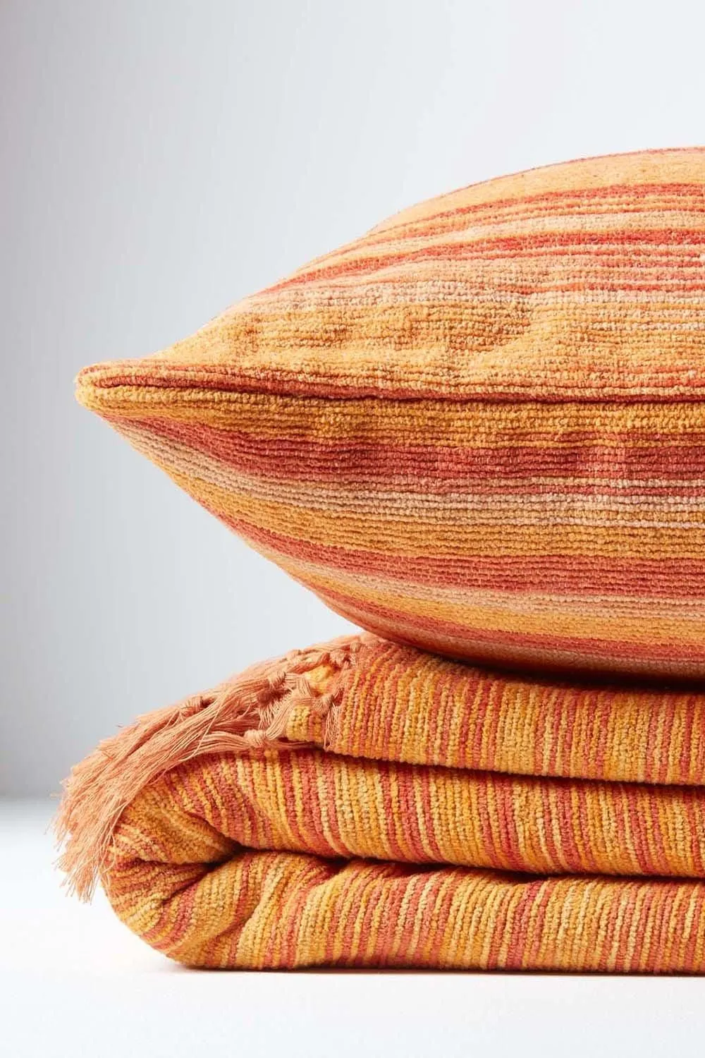 Homescapes Cotton Chenille Tie Dye Cushion Cover in Pale Orange 4
