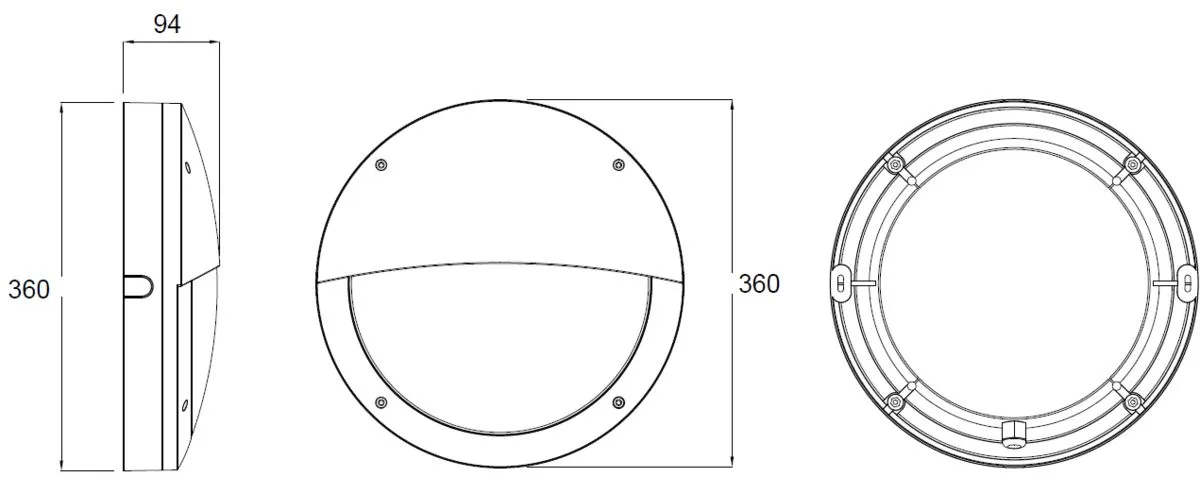 Netlighting LED Eyelid Bulkhead CCT with Daylight Sensor Black 230V IP65 18W 2