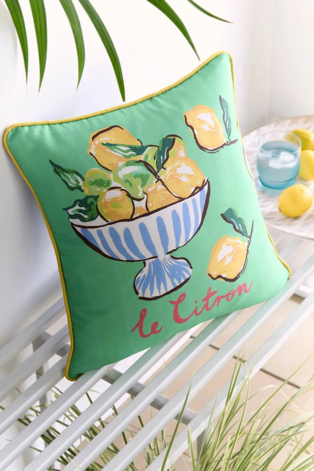 Fusion 'Lemon Fruit Bowl' Outdoor Water Resistant Filled Cushion