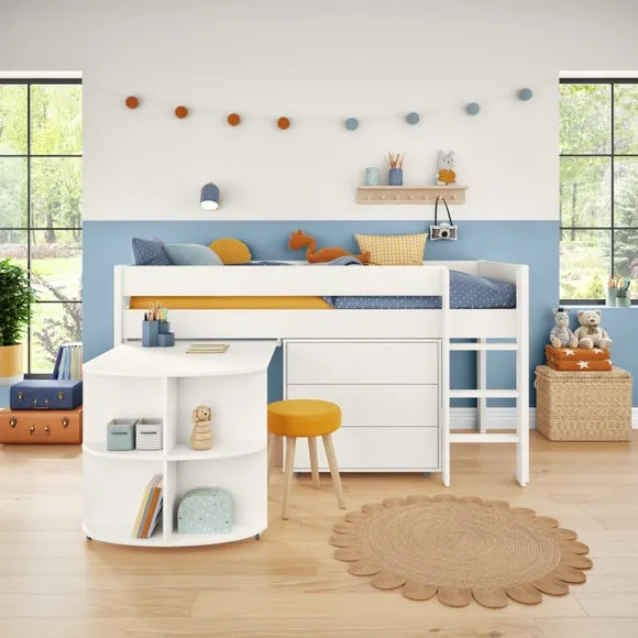 Uno Midsleeper With Pull Out Desk and Chest of Drawers Pine 2