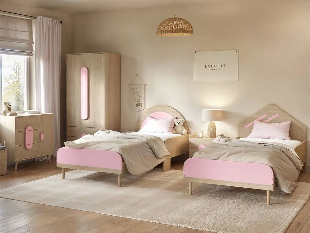 Flair Noah Single Bed Oak in Pink 3