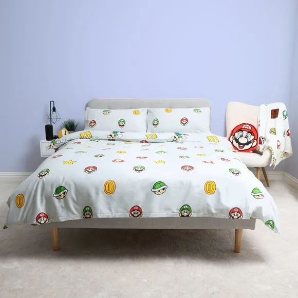 Super Mario Character Grey Duvet Cover & Pillowcase Set 3