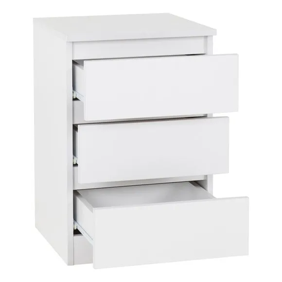 Return - Walker 3 Drawer Bedside Table, White 3