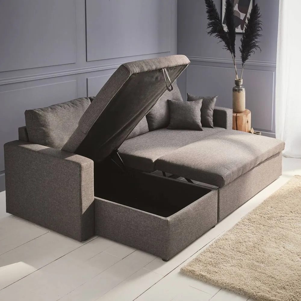 sweeek 3-seater Reversible Corner Sofa Bed With Storage in Grey 4