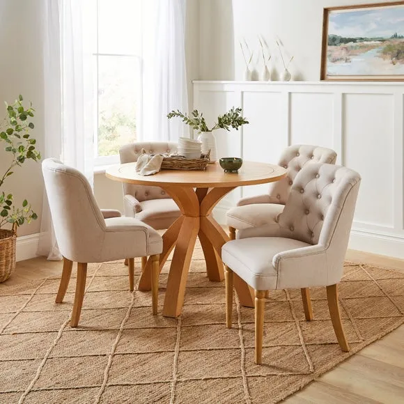 Xavi 4 Seater Round Dining Table, Oak