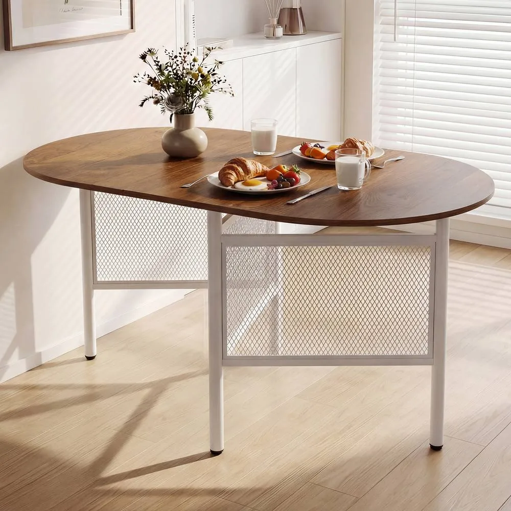 Costway Farmhouse Writing Table 150 CM Folding Dining Table for 6-8 People in Natural 6