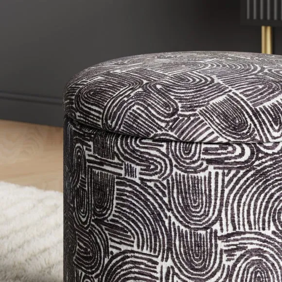 Tray Table Monochrome Swirl Storage Footstool 4