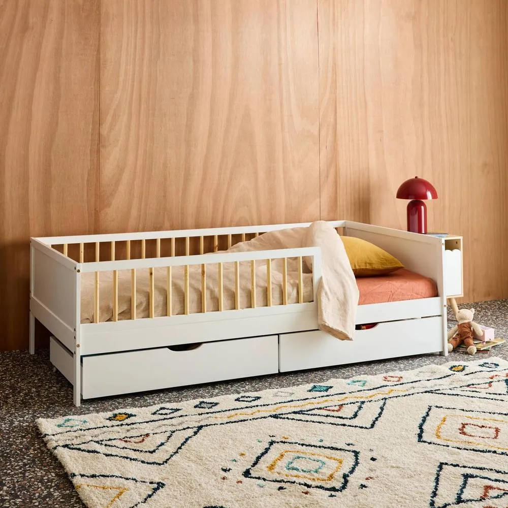 sweeek Children's bed 90 x 190 cm natural pine with slatted base & 2 in White 6