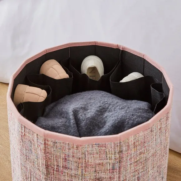 Multi Chenille Round Ottoman 2