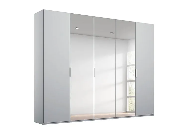 Formes Decor 5 Door Hinged Wardrobe with 3 Mirrors - Silk Grey