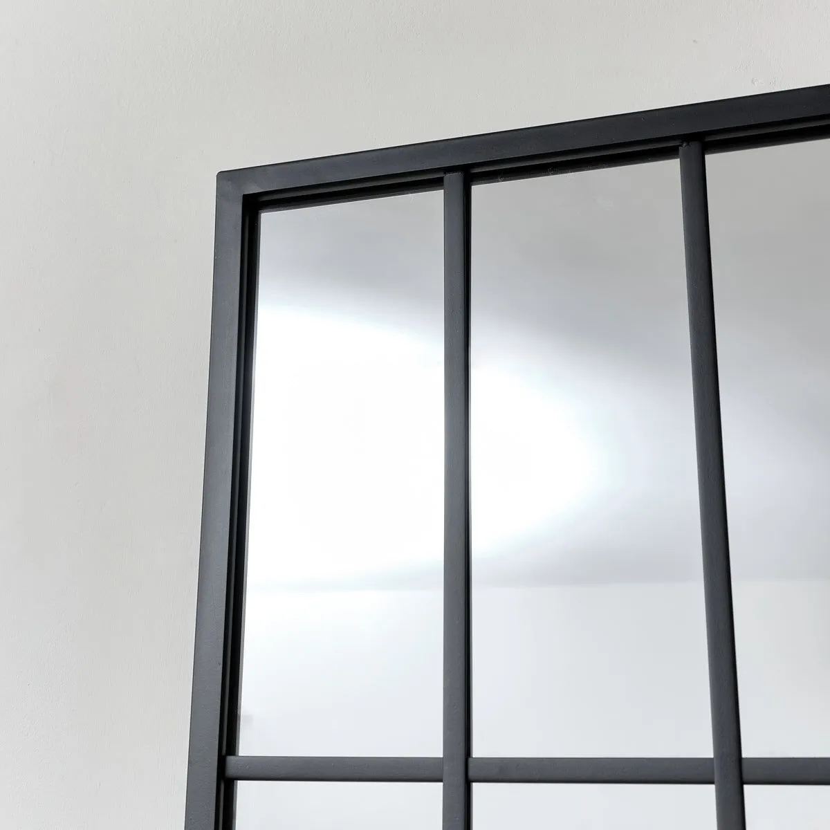 Melody Maison Large Matt Black Window Wall Mirror 94cm X 38cm 6