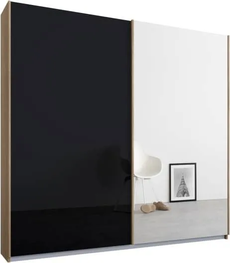 Malix 2 door 181cm Sliding Wardrobe, Oak Frame, Basalt Grey Glass and Mirror Doors