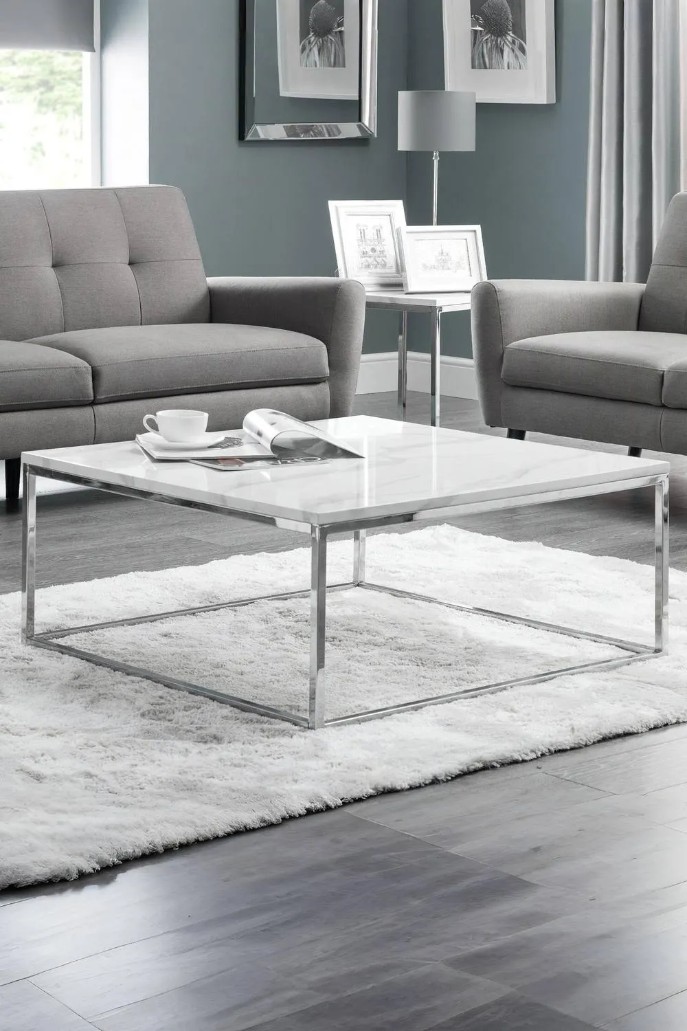 Julian Bowen Scala Square Coffee Table in Silver