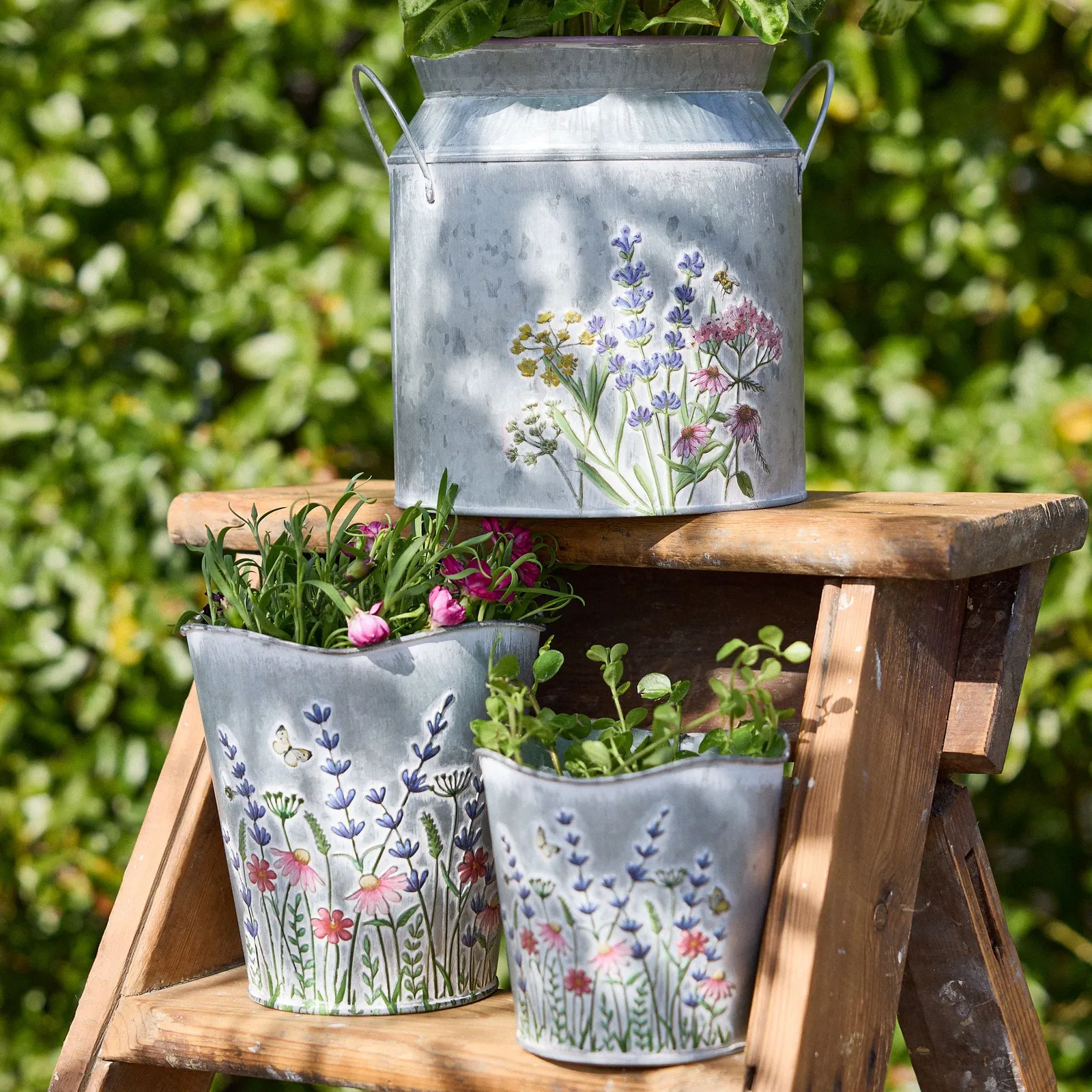 Dibor Spring Floral Metallic Milk Churn Flower Vase H18 x Dia.20cm in Grey 3
