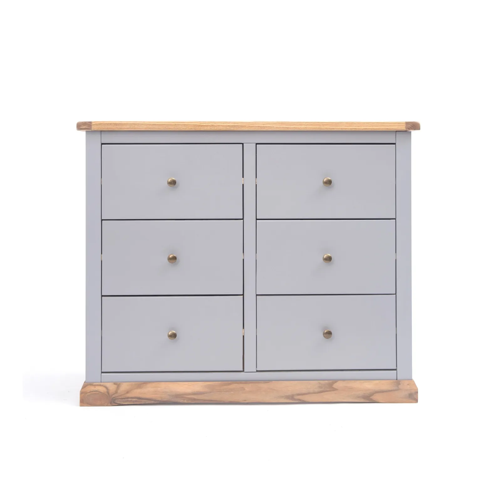 Cabinet Bits Bicarri 6 Drawer Chest of Drawers Brass Knob in Grey