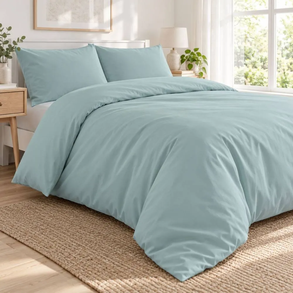 Smart Living Luxury Egyptian Cotton Duvet Cover with Pillowcases in Duck Egg Blue 5