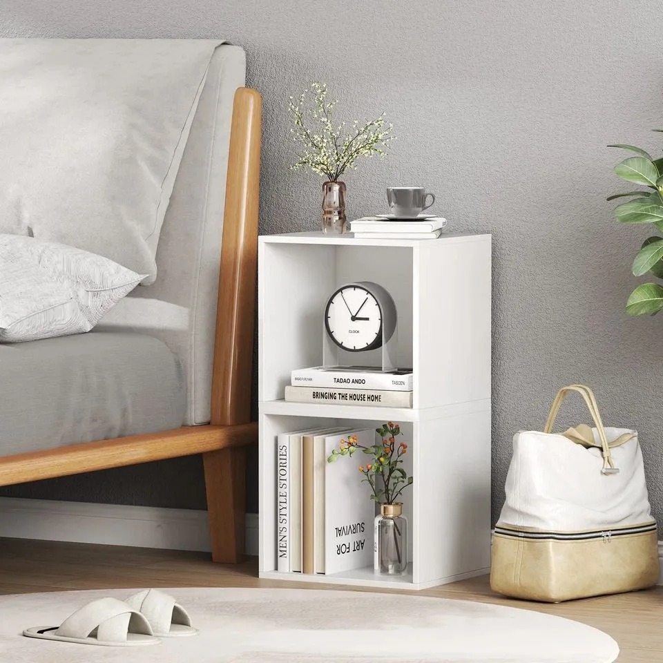 Costway Cube Storage Organizer Stackable Open Book Shelf for Small Space White 5