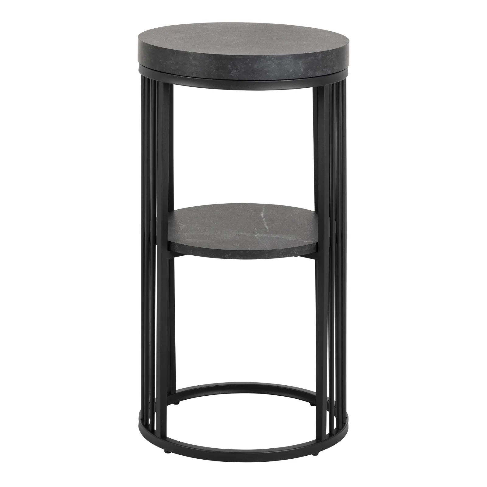 Furniture To Go Strington Round Bedside Table 1 Shelf in Matt Black 2