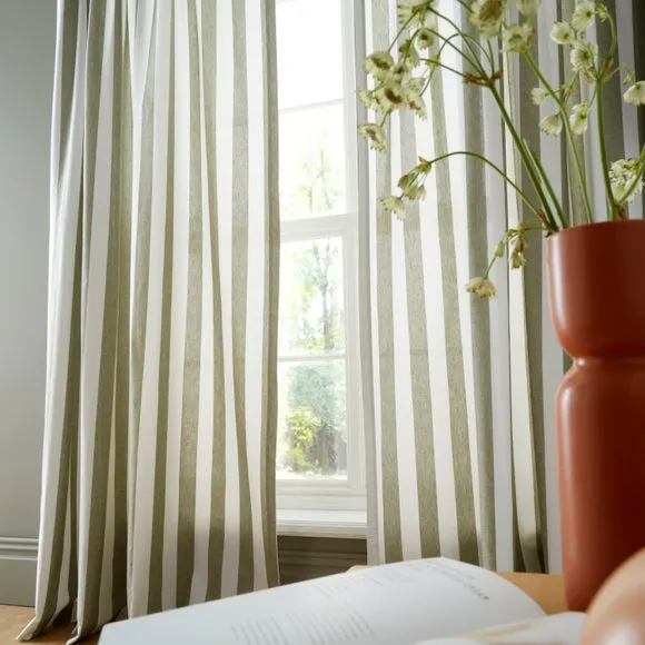 Beatrice Woven Stripe 100% Cotton Unlined Slot Top Curtains 4