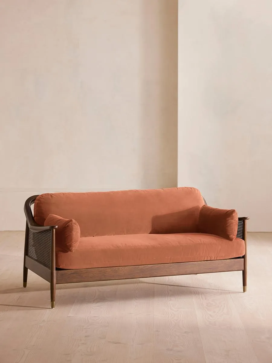 Atlanta Three Seater Sofa, Velvet, Antique Rose