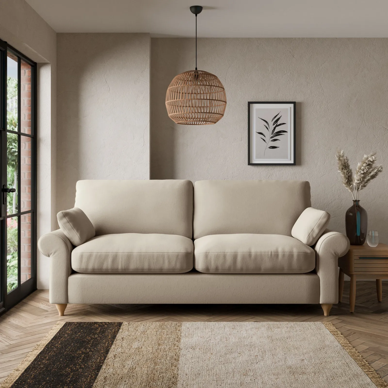 Salisbury Luxury Velvet 3 Seater Sofa Luxury Velvet Natural