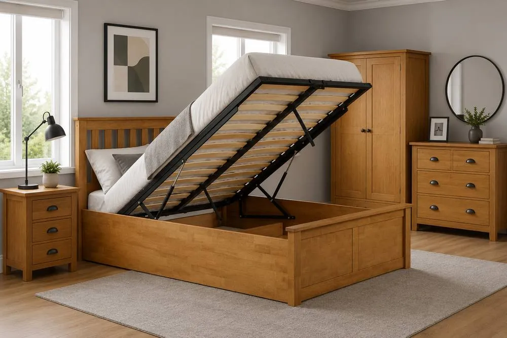 Birlea Single Oak Ottomam Bed 3FT Storage Bed Frame Aspen in Brown 3